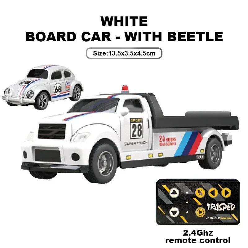 1/64 Mini Truck Cars APP 2.4G Remote Controlled Pickup Trailer Drift Alloy Trucks Children App Radio Control Rescue Vehicle Toys