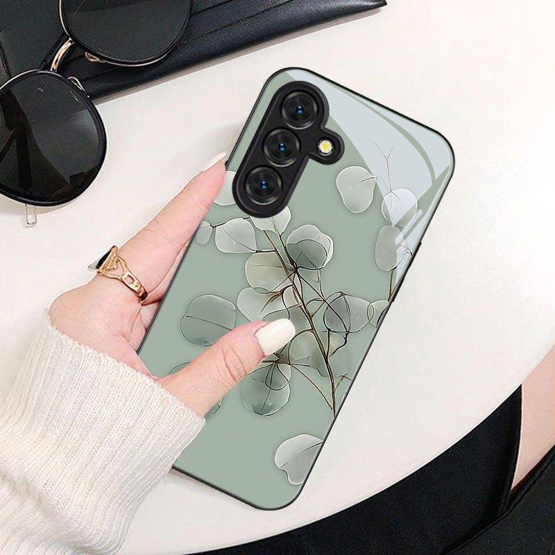 Transparent Eucalyptus Leaf Print Phone Case Suitable for Galaxy S26 S25 S24 S23 Ultra S22 Ultra S20 Ultra 56 A72 A73 5G
