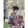 Men's and Women's Trendy Color Block Autumn/Winter Loose Knit Cardigan Sweater
