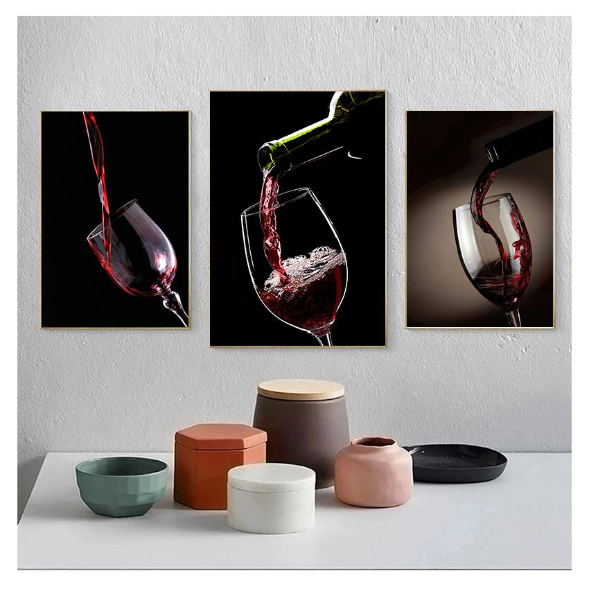 Poster Modern Canvas Art Bar Restaurant Kitchen Wall Decoration Dinning Living Room Decor Red Wine Glass Oil Painting Prints
