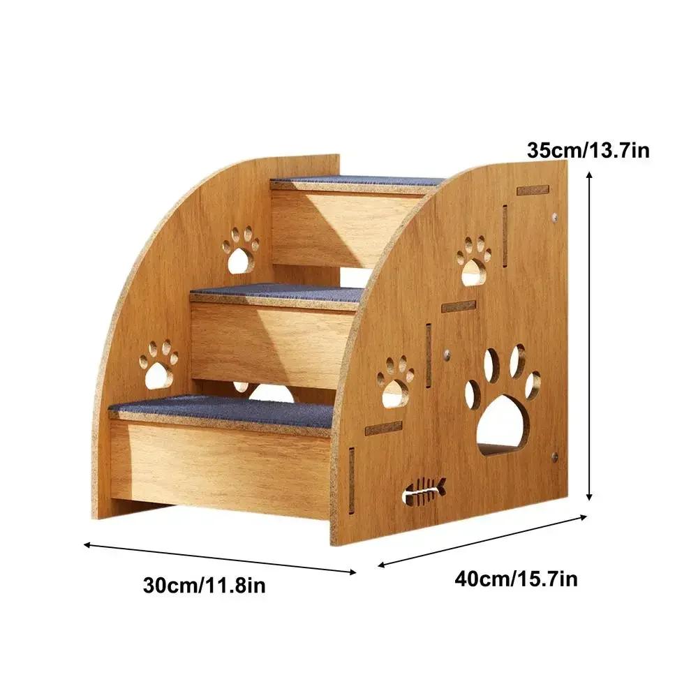 Pet Stairs For Bed Dog Steps Pet Stairs Dog Ramp High Bed Climbing Dog Bed Steps Non-Slip Wooden Dog Stairs For