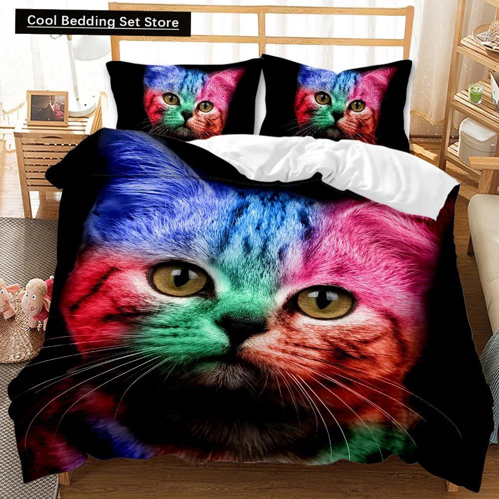 

Пододеяльник с изображением кошек и собак, рождественский комплект постельного белья с изображением животных для детей и подростков, двуспальный, размера «king-size», полиэстеровый чехол-одеяло EU single(135x200cm)