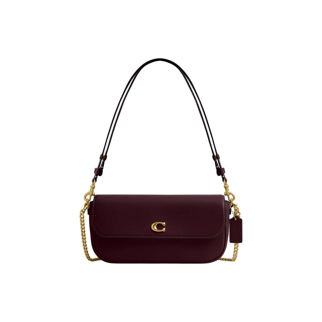 Coach Brook Flap 25 Metall-Logo Kettenriemen Verschluss Leder Schultertasche Mittel Merlot Damen Schultertasche CAN90-B4MER