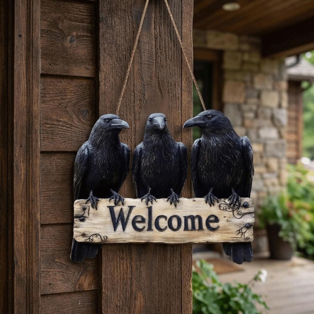 Handmade Halloween Wooden Door Sign Rustic Hanging Tag Halloween Wall Art Door Hanger Garden