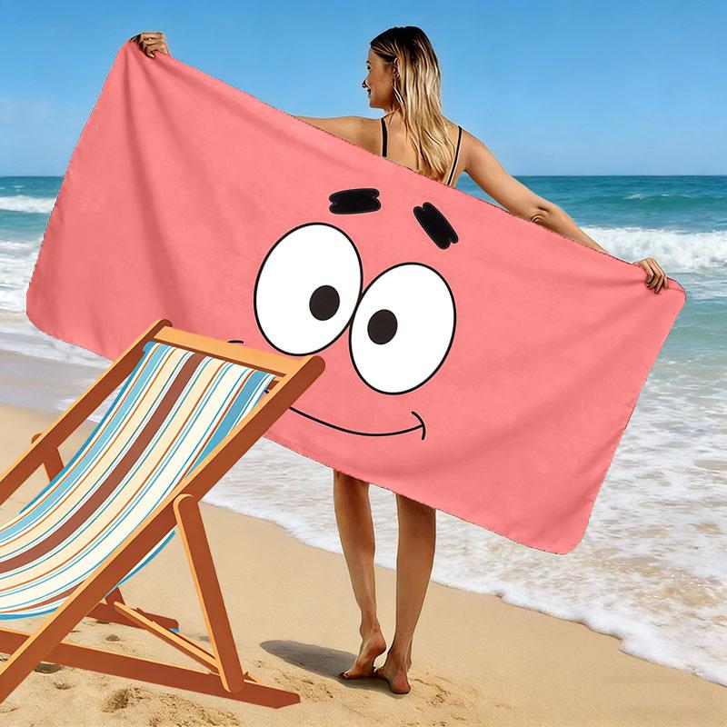 Patrick Star Print Beach Towel, Large Soft Quick Dry Towel for Beach Camping Swimming
