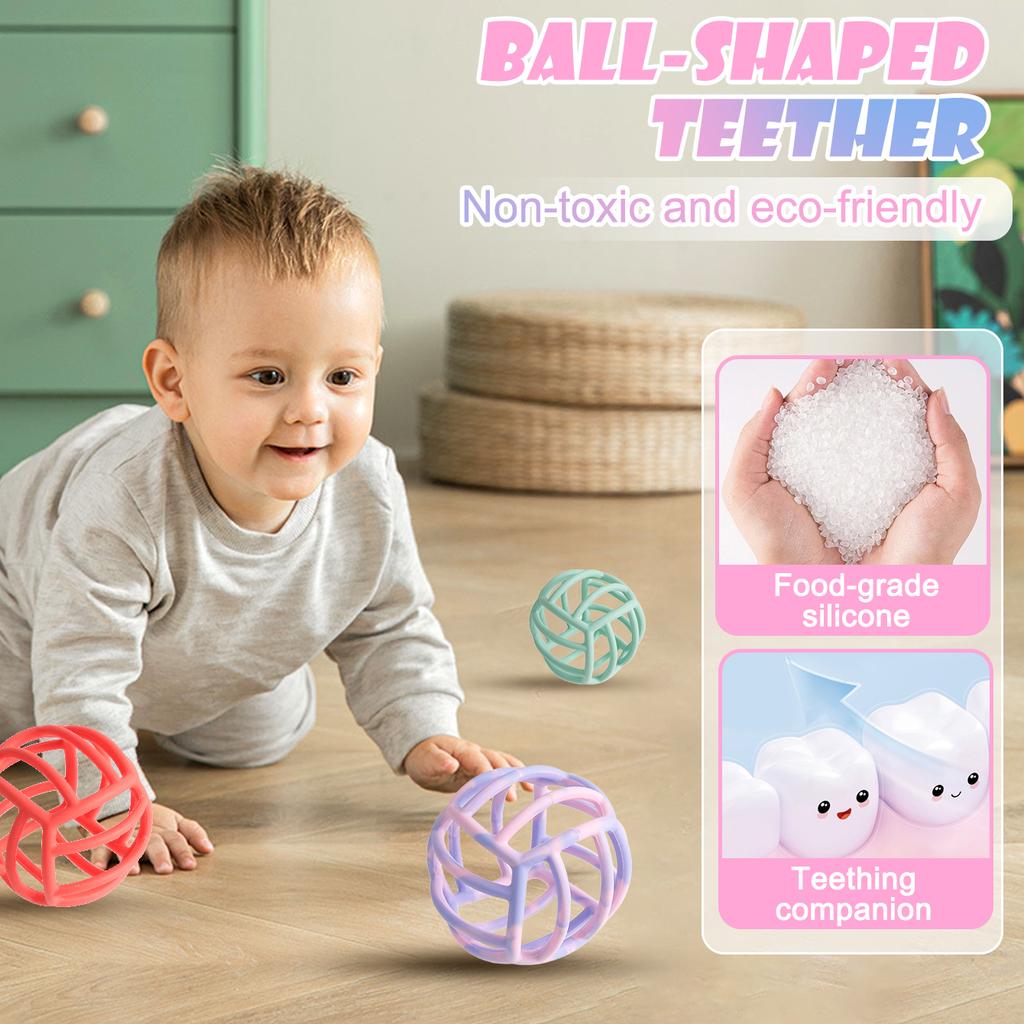 Color Kids Baby Silicone Teether Toy BPA Free Baby Ball Toys Teething Chewing Toy Silicone Teething Toys Baby Accessories