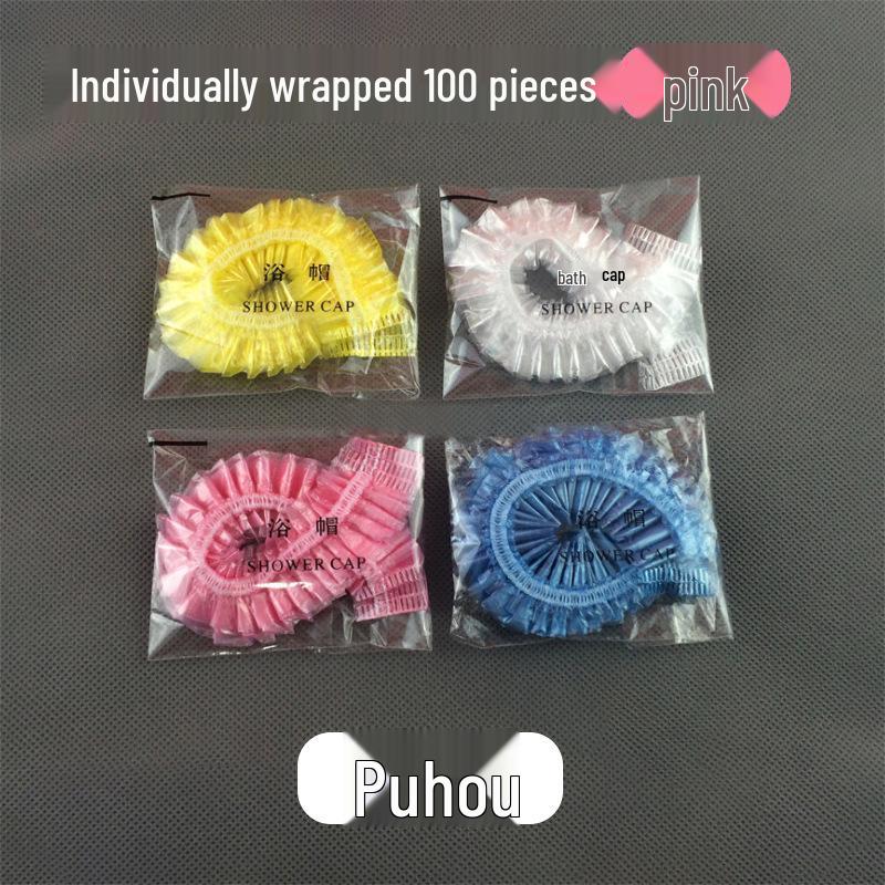 Hochdruck Einweg-Duschhaube - Transparent gestreiftes dickes PE-Plastik für Salon- & Hotelgebrauch