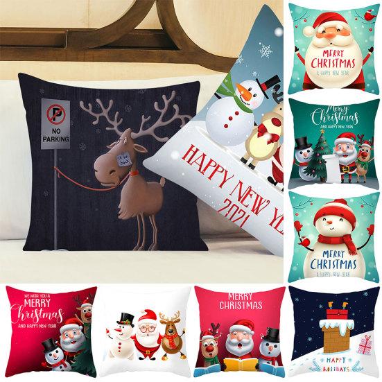 

Santa Snowman Christmas Tree Elk Letters Cushion Cover Pillow Case Xmas Decor