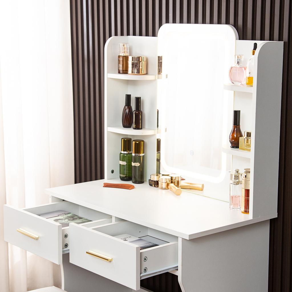 Nyana Home LED Mirror Makeup Vanity with Stool 76x130cm