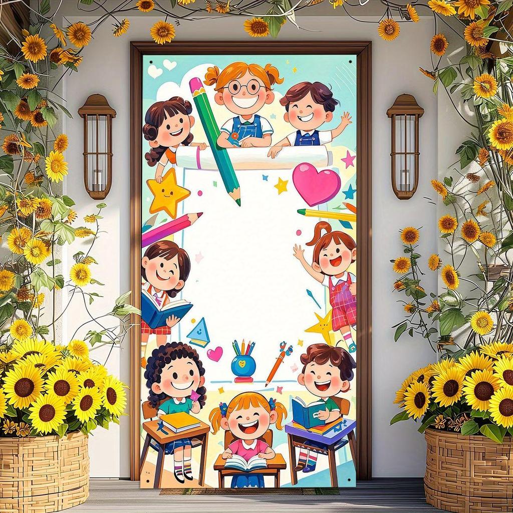 3D Visual Space Art Doorway Banner - Party Celebration Polyester Door Curtain Flag Decoration