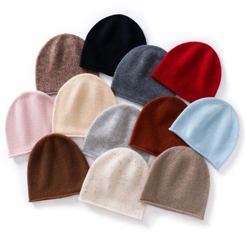 100% Pure Cashmere Knit Beanie Hat Kids Winter Warm Unisex Soft Simple Style