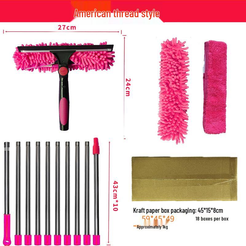 Dual-Sided High-Rise Window Cleaning Squeegee: Efficient Glass Cleaner for Easy Two-in-One Use