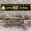 Happy 60th Birthday Banner Decorations for Men Women, Black Gold 60 Birthday Sign Party Supplies for Yard, Funny Sixty Birthday Party Backdrop Decor