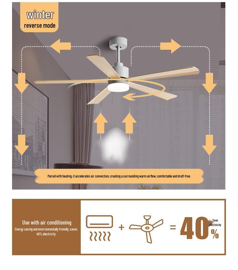 Nordic 54-Inch Ceiling Fan with Light and Chandelier for Living/Dining Room
