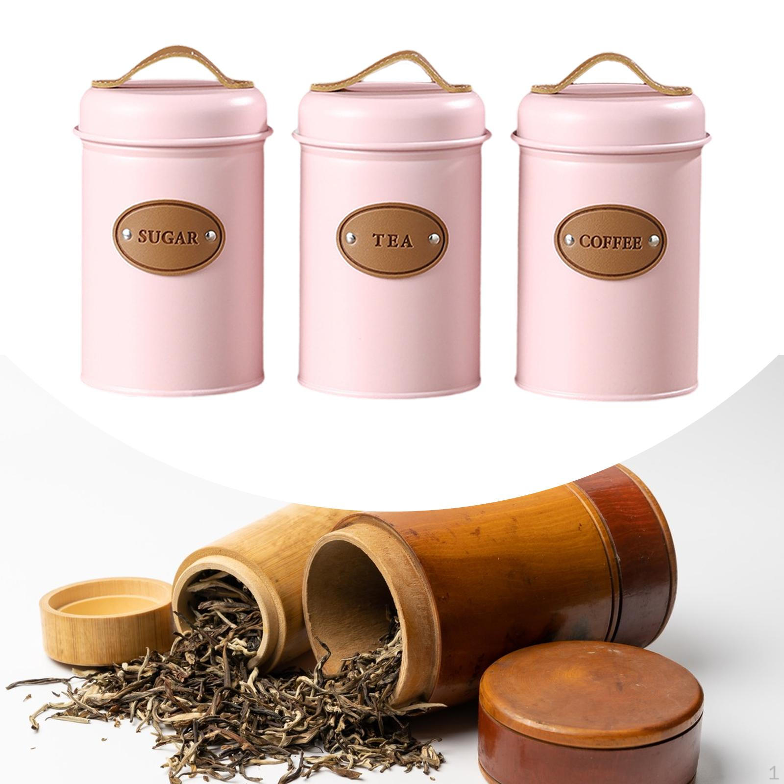 3 шт герметичные кухонные канистры контейнер для кофе деревенский декор канистра для чая и сахара розовый 3490₽