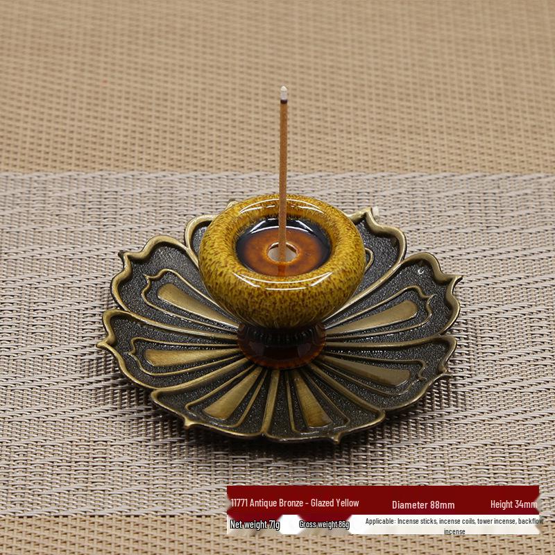 Ceramic Lotus Backflow Incense Burner & Stick Holder Ornament