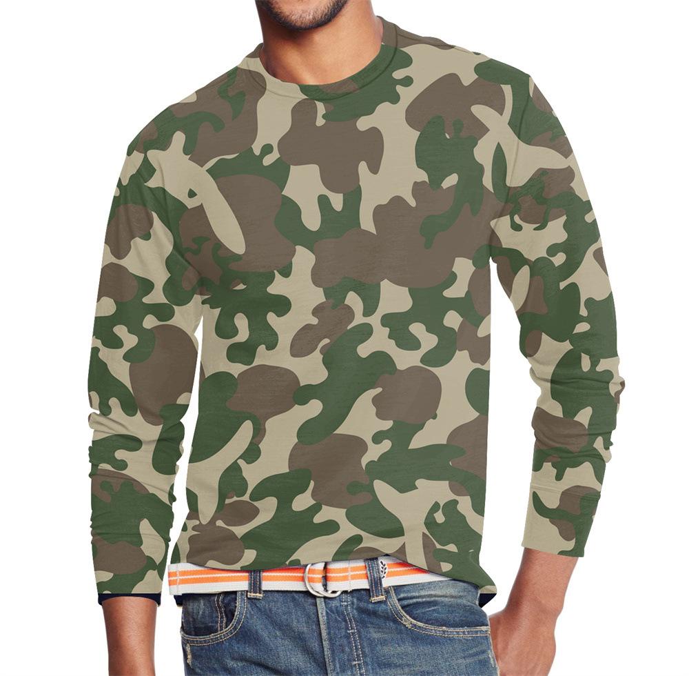 Men's Summer Long Sleeve 3d Camouflage Graphic Print T-Shirt Top Men Streetwear Clothing O Neck Long Sleeve T-Shirt Women's Pullover