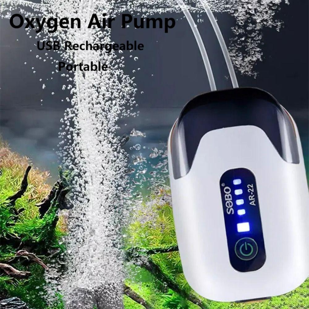 1/2 Hole Aquarium Oxygen Air Pump Ultra Silent Low Noise Fish Air Pump Water Proof with Lithium Battery Fish Tank Oxygen Pump