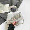 Boutique De FGG Women Gold Crystal Clutch Evening Handbags and Purses Bridal Wedding Satin Clutch Bags with Handle
