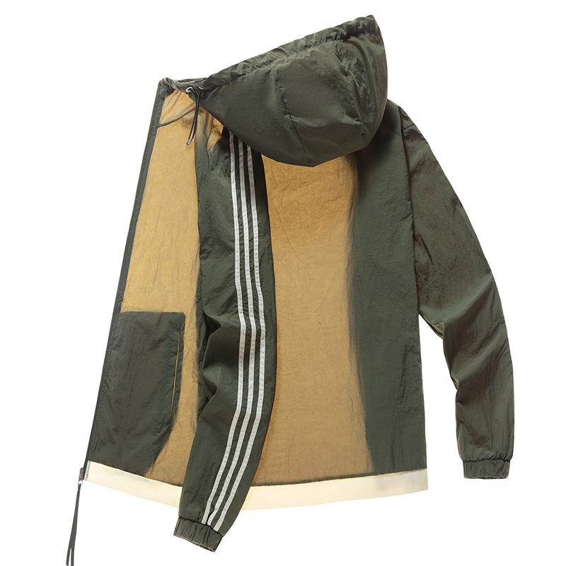 Men's Windbreaker Spring and Summer Light and Thin Color Matching Hooded Loose Outdoor Sunscreen Men's Jacket