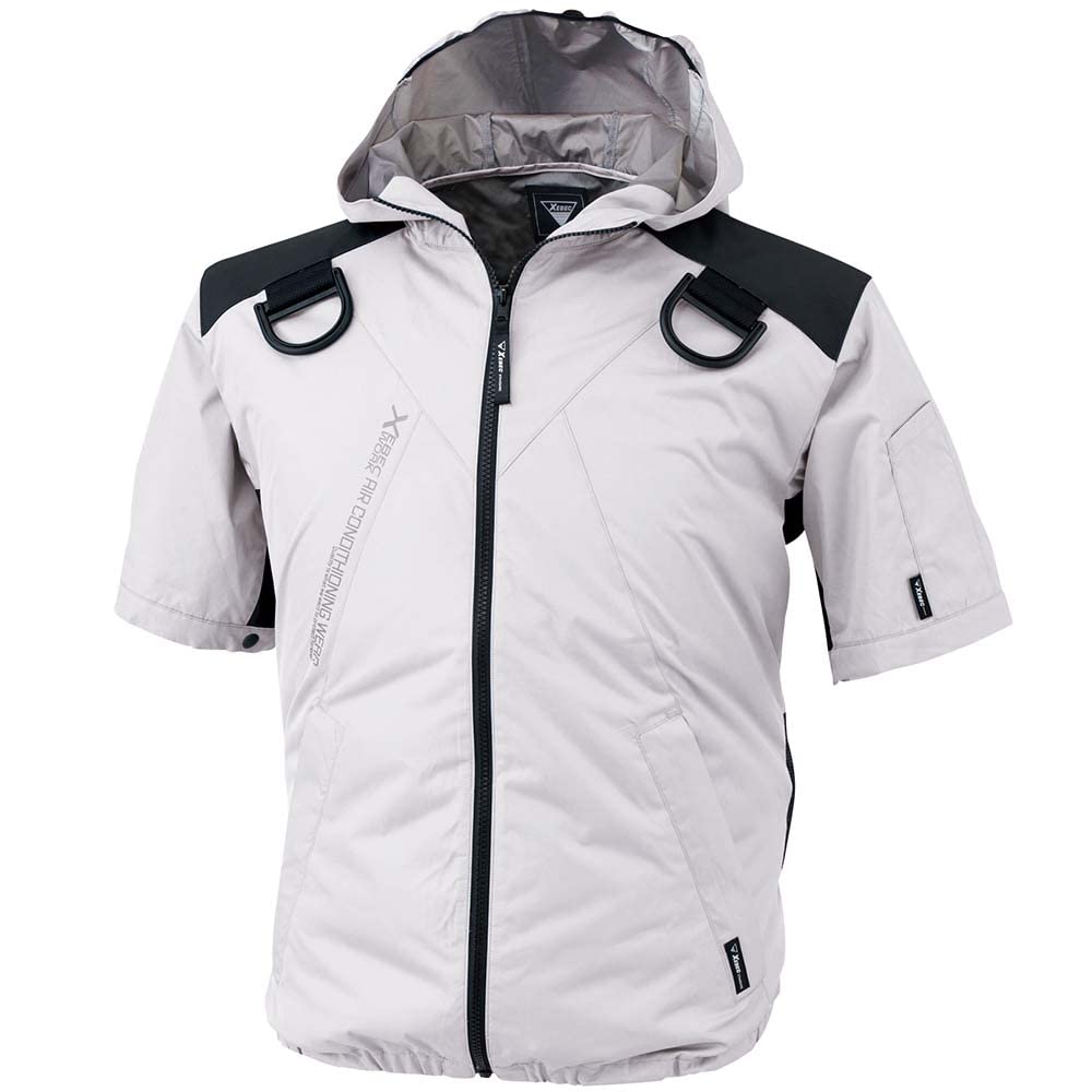 XEBEC Harness Hooded Silver Gray Heat-Shielding Short-Sleeve Air-Conditioned Jacket, XE98105-22-4L,