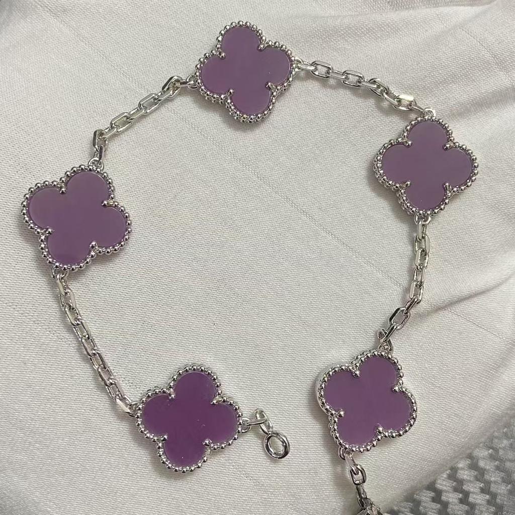 Nouă Versiune Brățară Trifoi cu Patru Foi Cinci Flori Agat Roșu Natural Sidef Alb Brățară Dama Brățară Laser