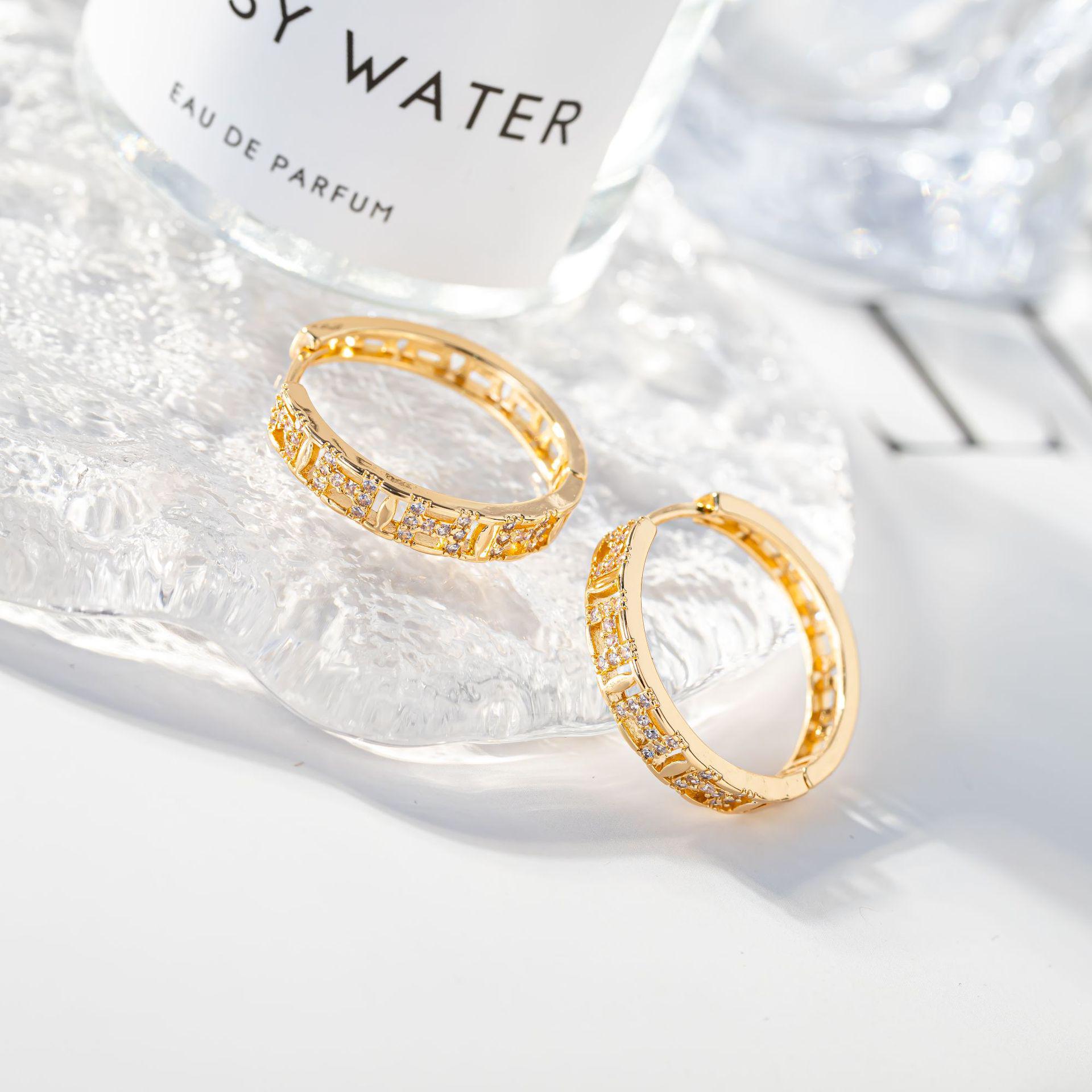 Gold-Plated Copper H-Letter Hoop Earrings for Women - Trendy Hip Hop Design