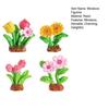 4 Peças Miniatura de Aglomerado de Flores Pequena Resina Falsa Girassol Tulipa Grama Modelo para Jardim de Fadas Micro Paisagem Decoração de Casa de Bonecas
