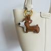 Cute Genuine Leather Keychain Shaped Like a Small Brown Corgi Dog for Car Handmade