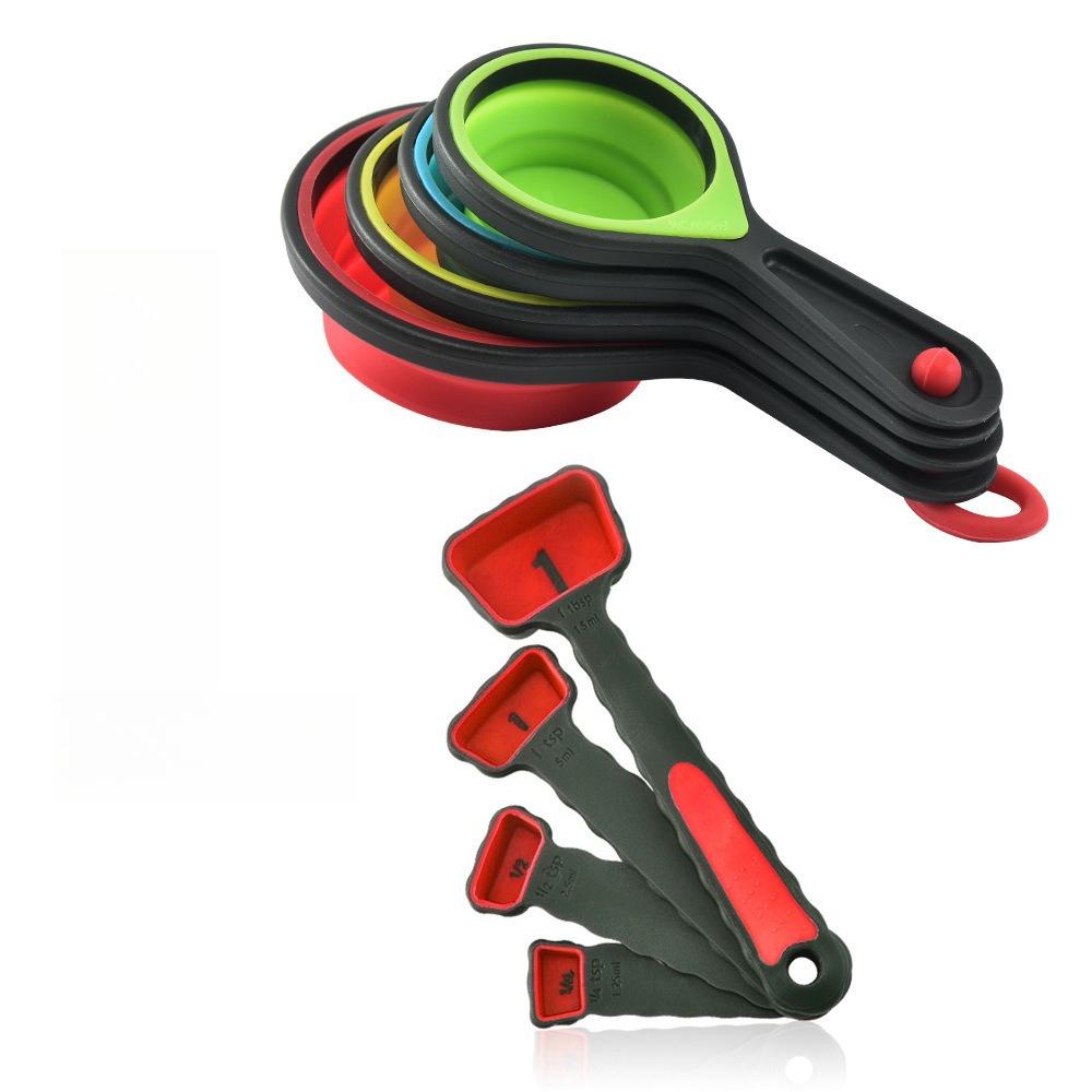 1set Silicone Measuring Spoon Foldable Baking Measuring Spoon Set For Coffee Powder, Beans, Sugar Baking Measuring Spoon