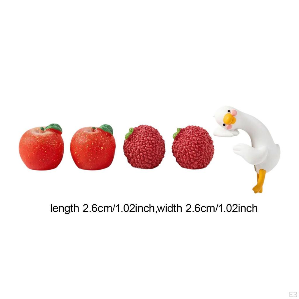 5 Ornamenti Frutta per Cruscotto Auto, Console Centrale, Statuette Antiscivolo, Figure Soggiorno