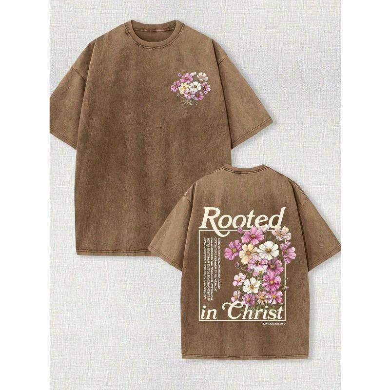 Vintage Washed Heavyweight T-Shirt - Soft Breathable Crew Neck Top Suitable for Spring Summer Fall - Layerable Casual Wear with Retro Look S дубильная кора