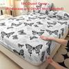 1PC Butterfly Print Fitted Sheet Mattress Cover Rectangular Dirt-Proof Mattress Protector for Bedroom Guest Room Homestay