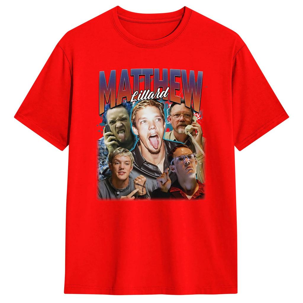 Oversize T-shirt Letni Matthew Lillard Koszulki Rekreacyjne Bawełniany T-shirt dla Unisex YK Zabawny Top z Krótkim Rękawem Koszulki