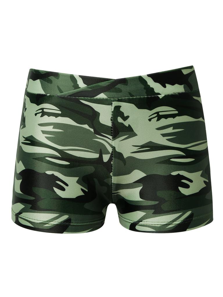 Çocuk Kız V-ön Kemer Şort Altları Spor Jimnastik Egzersiz Yaz Giyim Boy-cut çocuk Şort