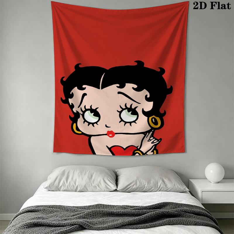 betty boop Wall Tapestry Aesthetic Wall Hanging Printed Fabric Blanket Decorative Tapestries for Bedroom Living Room Home Decor