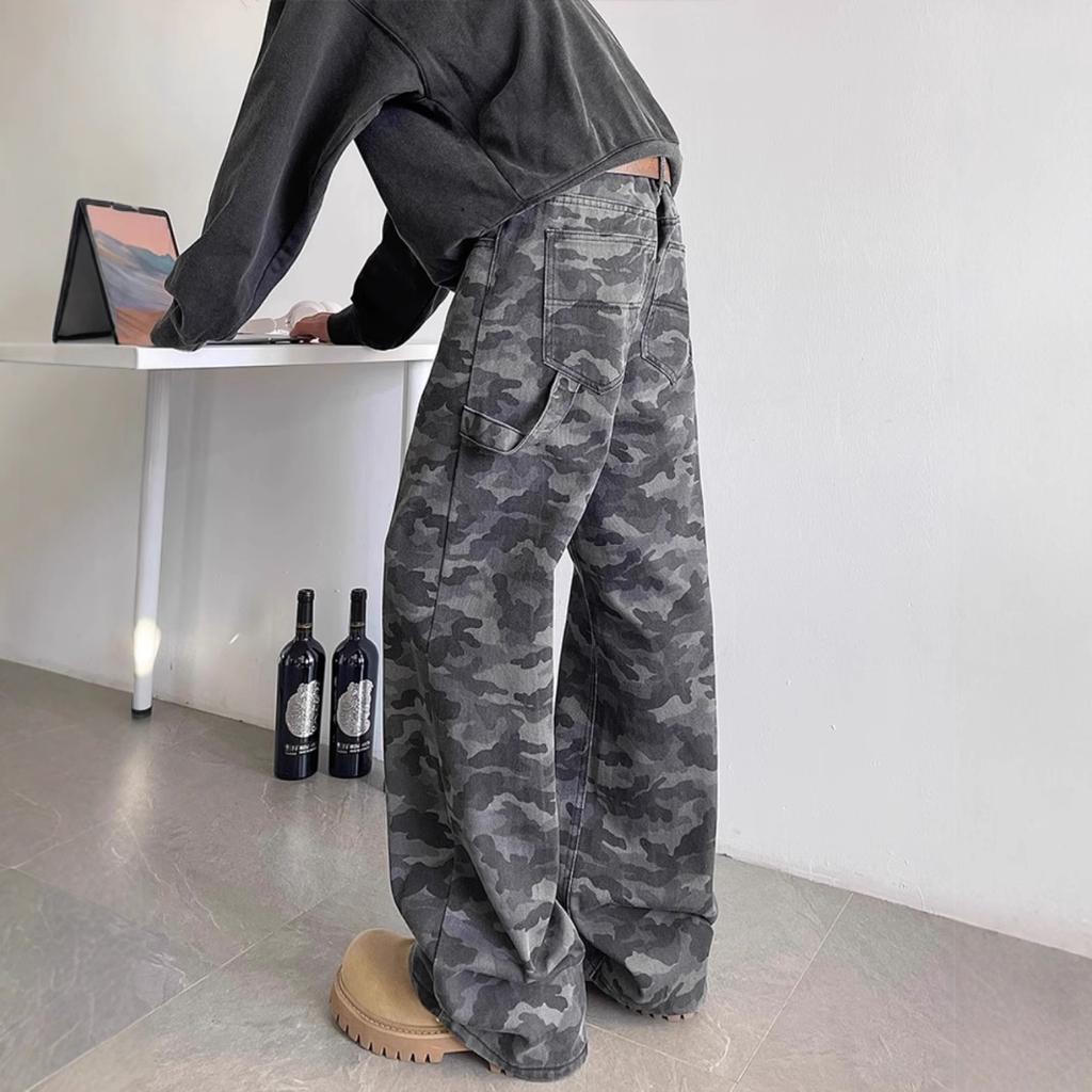 JYL Men's Ripped Jeans American High-Street Vibe  Autumn New Design Denim Pants