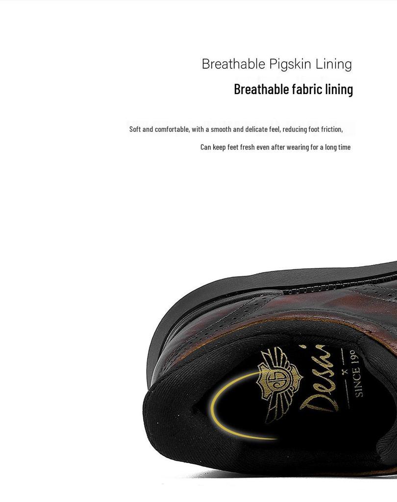 Desai 2025 Men's Height-Increasing Leather Shoes: Versatile, Wear-Resistant, Thick-Soled for Autumn/Winter.