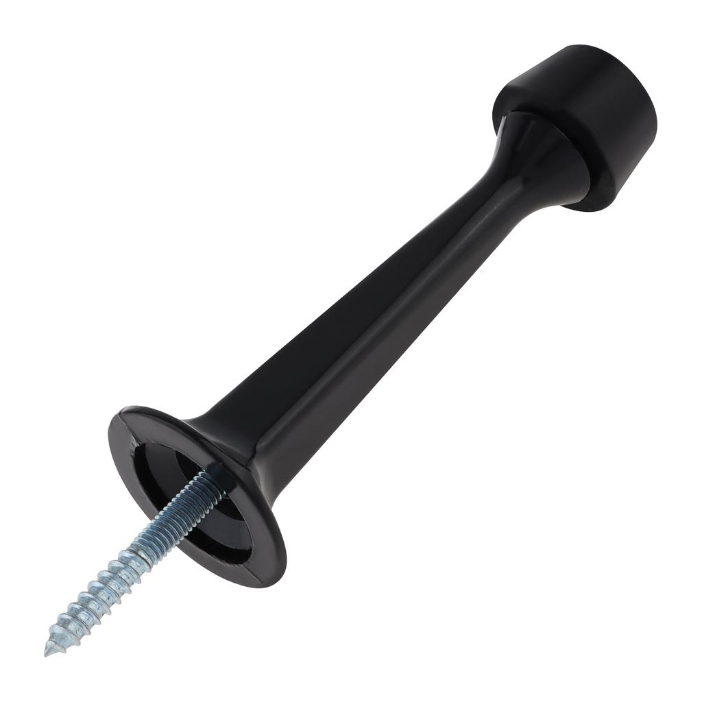 Black Silver Adjustable Heavy Duty Door Stopper Rigid Design Soft Rubber Tips Wall Protector Universal