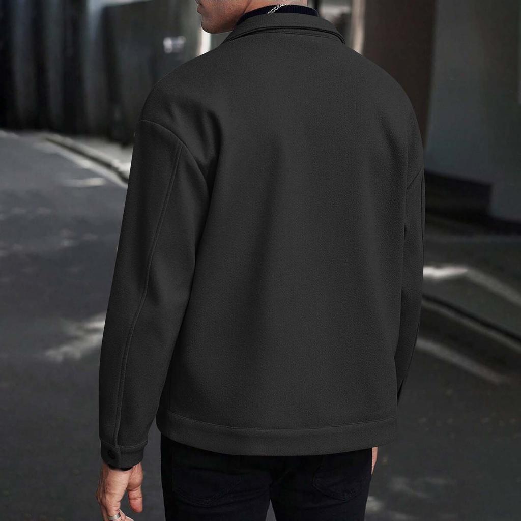 Herre Trendy Revers Ullkåpe Herre Ensfarget Casual Sport Business Jakke
