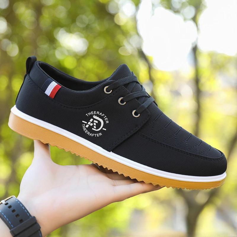 Herren Canvas Schuhe Sommer Atmungsaktive Freizeitschuhe für Männer Mode Lässige Sportschuhe Sehnensohle Verschleißfeste Laufschuhe