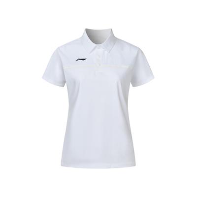 Li Ning Logo Sweat-Absorbing Breathable Pullover Polo Shirt Women Tops White APLU072-2