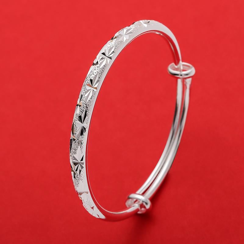 Pretty Shining Gypsophila Stars Cuff Bangles 999 Sterling Silver Bracelets for Women Fashion Fine Wedding Party Gifts Jewelry