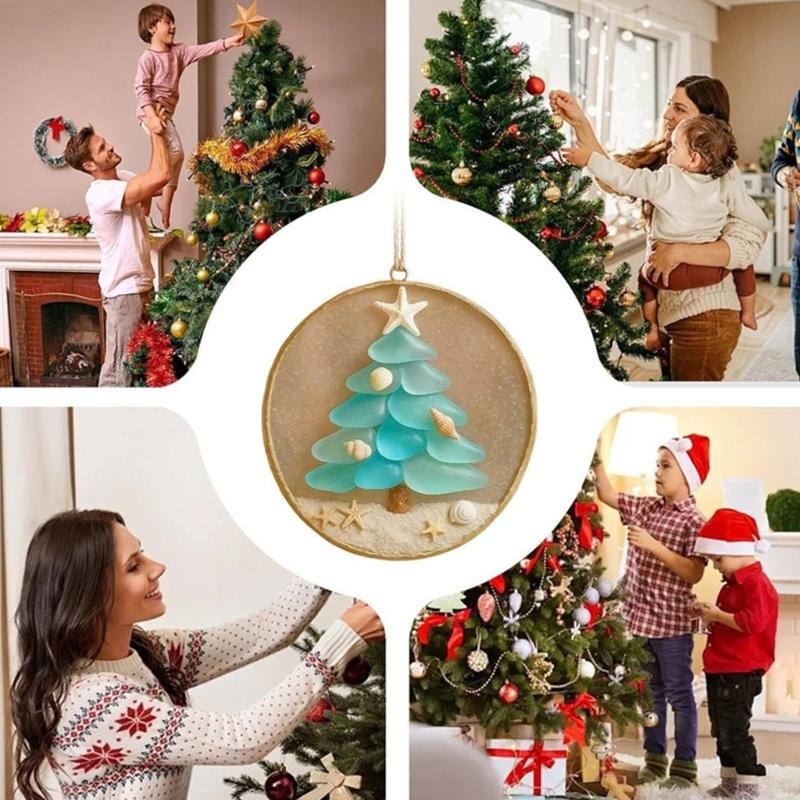 4PCS Durable Acrylic Christmas Hanging Decorations 2D Flat Design Christmas Tree Ornament for Indoor Decoration