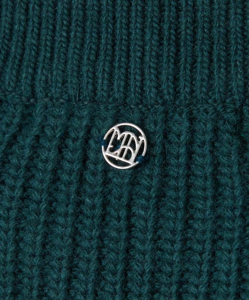 MOONSUN Essential_Unisex Mss Argyle Hole Half Zip Up Knit [Dark Green]