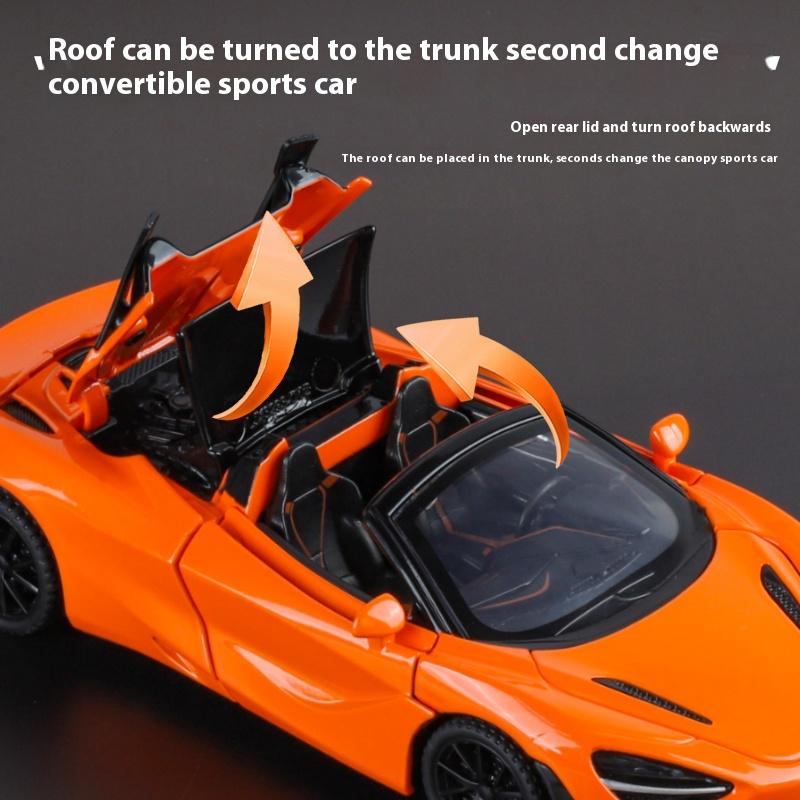 Alloy Die-cast 1/32 McLaren 720S Convertible Sports Car, Bring Back Children's Toy Cars, Desktop Ornaments, Boys' Gifts