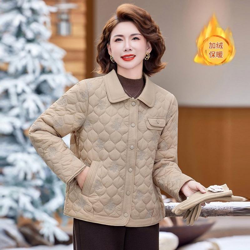 

Padded jacket new padded jacket women s top short lapel padded jacket women s 5XL [recommended 150-80kg] хаки