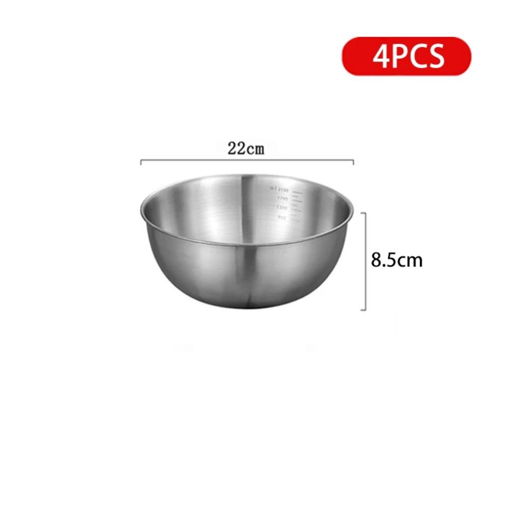 Kitchen Stainless Steel Bowl Korean Ramen Bowl Fruit Salad Bowl Mixing Bowl with Scale