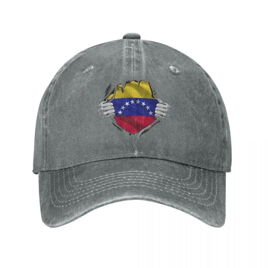 Two Hands Ripping Revealing Flag Of Venezuela Baseball Cap Distressed Washed Venezuelan Headwear Men Women Activities Caps Hat