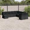 Vidaxl 11-Cz. Garden Lounge Set, Cushions Black Rattan Pe